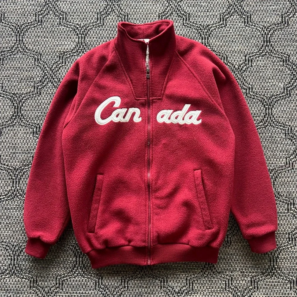 Vintage Roots Sweater Mens XS Red Fleece Salt Lake Olympics Canada Zip 2002 Y2K - Picture 1 of 7